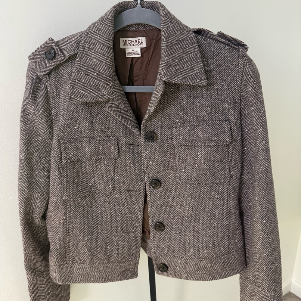 Michael Kors Women's Charcoal Herringbone Jacket